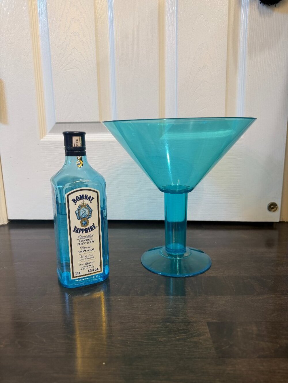 GIANT Turquoise Clear Plastic Martini Glass